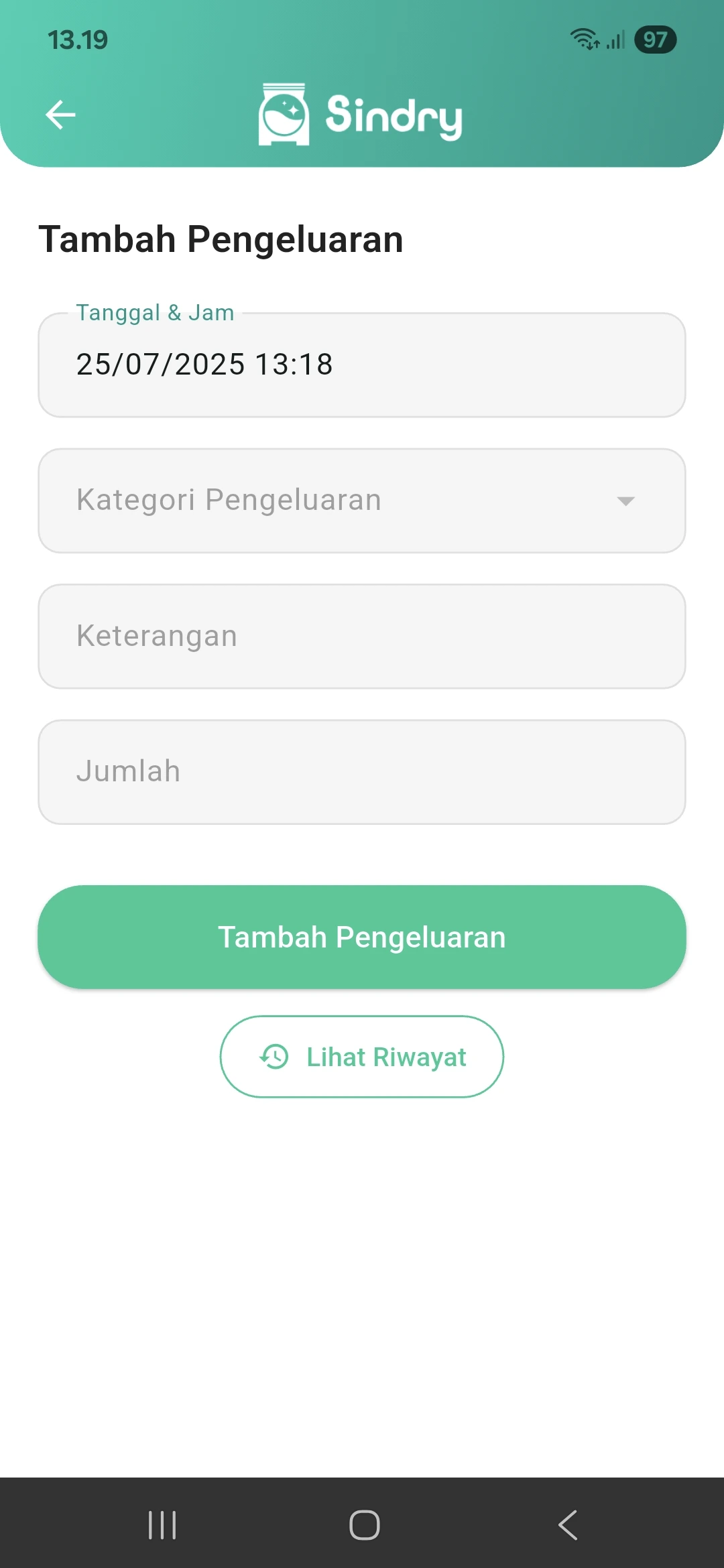 Pengeluaran di Software Laundry Sindry – Catat Biaya Operasional Laundry