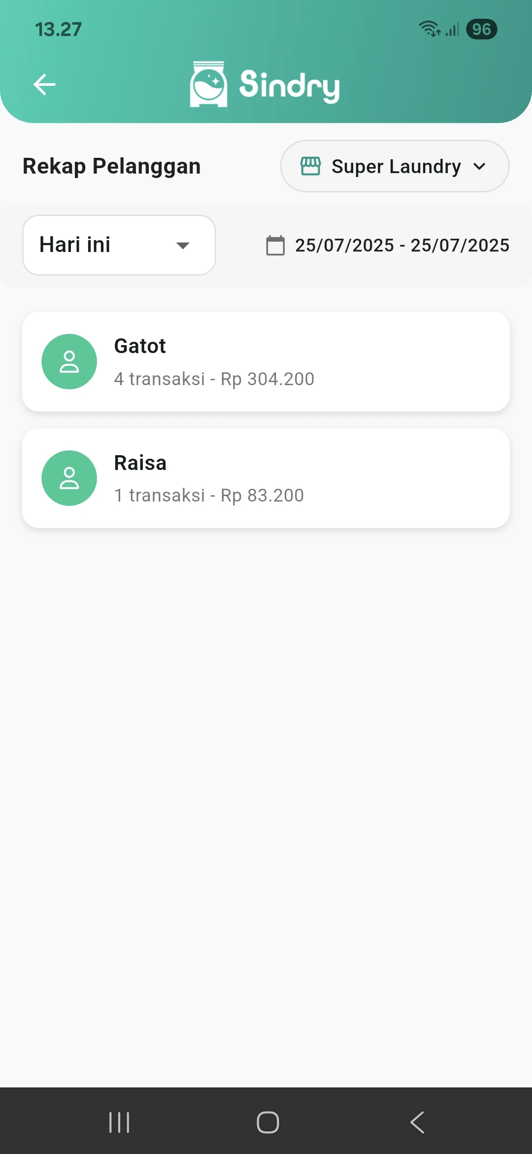Rekap Pelanggan di Software Laundry Sindry – Data Pelanggan Lengkap